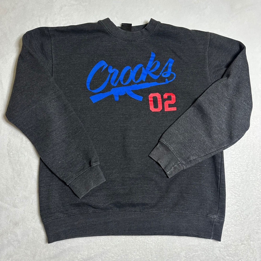 Crooks & Castles Team Crooks 02 Crewneck Sweatshirt Men's Large Charcoal Gray